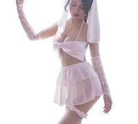 Temptshow Vestito da sposa da donna cosplay giapponese Anime Babydoll esotico cameriera Sexy Lingerie Set (bianco)