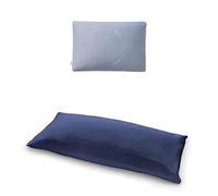 TEMPUR Set di cuscino Cosma, misura 80x40 e federa in jersey (Blu) | Cuscino ergonomico di supporto per il collo per tutte le posizioni di sonno, con la federa coordinata color blu