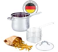 Tempura - Casseruola per friggitrice da 3,5 l, con cestello per friggere patatine e patatine, adatta a induzione