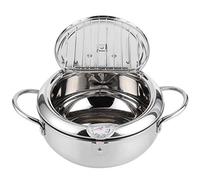 Tempura friggitrice, pentola giapponese con coperchio della pentola e utensili da cucina con filtro dell'olio (L 24 cm)(Large 24cm)