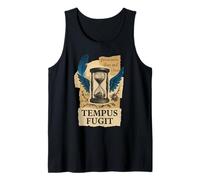 Tempus Fugit Clessidra alata Latino Vintage Pergamena stoica Canotta