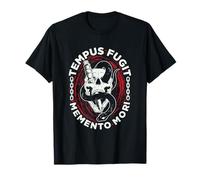 Tempus Fugit Memento Mori Skull Artwork Latin Phrase Maglietta