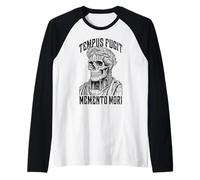 Tempus Fugit Memento Mori Stoico Imperatore Romano Teschio Stoicismo Maglia con Maniche Raglan