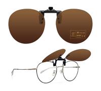 TEMSO Occhiali da sole con clip per uomo e donna, occhiali da sole classici polarizzati a clip per guida, visione chiara, antiriflesso, Marrone Cat.3, M 55*48MM