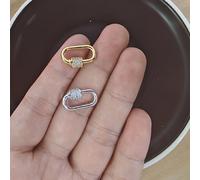 TEMU 1/2pcs Charm a Ovale con Serratura Carabiner Oro, Clip Micro Pavé per Collane, Ganci Argentati per Creazione Gioielli e Portachiavi