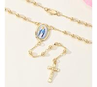 TEMU 1 Collana da Donna con Croce, Perline Dorate, Maria di Guadalupe, Gesù, San Arcangelo, Rosario Cattolico, con , Aggiunte Resistenti, Unisex, Regalo per la , Preghiera, , San, i