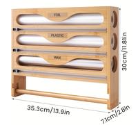 TEMU 1 dispenser per pellicola in plastica, scatola da taglio multi- in bambù e legno, porta fazzoletti da parete