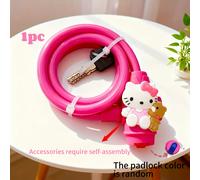 TEMU 1 lucchetto per bici a forma di U in stile Sanrio | Lucchetto portatile in ferro con catena e set di chiavi, estremità rosa , per uso esterno