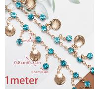 TEMU 1 Metro di Catena in Rame con Strass Blu, Catena a con di Rame, Targhe con Nappa Stile Antico, Catena Larga da Vendere all'Ingrosso