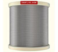 TEMU 1 Pezzo 300FT 1/8" In Inossidabile, Aeronautico T316 Per Ringhiere, 7 X 7 , Per Ponti E Spazi , Non Rivestito, Per Ringhiere, Per Tende Esterne, Per Pulizia, Balaustra