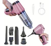 TEMU 1 pezzo, aspirapolvere portatile rosa senza con funzione di soffiaggio e aspirazione integrata, accessori multipli, per auto, casa, ufficio e ambienti