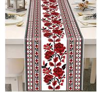 TEMU 1 pezzo, Runner da in stile Europa 'Est, Design con rosa ucraina e con uccello, per e cucina per tutte , Decorazione per feste, Tovaglia da , Materiale poliestere