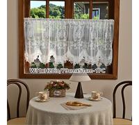 TEMU 1 pz, a Rete Stile con per Bastone, Corta in Pizzo, Semi- per Finestre Corte, Facile da Appendere, Adatta per Cucine, Finestre Piccole e Come Divisorio per Ingressi