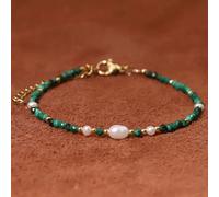 TEMU 1 pz Elegante Regalo Festivo Facile da Incidere con Malachite e Perle , Bracciale da Donna con Perline Fatte a , Stile Estivo, Regali Quotidiani