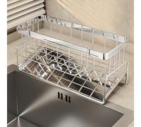 TEMU 1 pz. Mensola portaoggetti per lavello in acciaio inossidabile, tavolo, spugna per , strofinaccio, da cucina, scolapiatti, scaffale portaoggetti per bagno