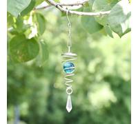 TEMU 1 pz Palla da guardare 3D con a spirale, stabilizzatore per eolica, palla di blu e verde, cacciacielo, eoliane con paillettes rotanti, repellente per uccelli, ornamenti da giardino per esterni
