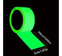 TEMU 1 Rotolo Nastro Autoadesivo Verde Fluorescente al Buio - 5.0Cm X 300Cm. per di Scale, Manubri Bici, Avvisi di Allarme & Decorazioni Sceniche - Uso Interno/Esterno, Regalo di Halloween & Natale