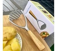 TEMU 1 schiacciapatate manuale con in legno - Strumento di pressatura resistente per patate schiacciate soffici e cremose | per cucinare le feste