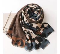 TEMU 1 sciarpa da stile wild, con stampa leopardata, design a blocchi di blu marrone e , per esprimere un'individualità senza vincoli. Adatta a che la di tendenza e uno stile di abbigliamento unico