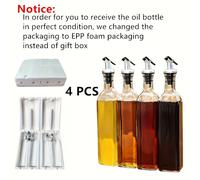 TEMU 1 Set, 4 Pezzi Bottiglia di Vetro da 500ml per Olio con Beccuccio a Dispenser per Cucina e Pasticceria, Accessori da Cucina, Bottiglie per Condimenti