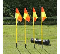 TEMU 1 Set di Asti con Bandierine per Calcio, Asti da Slalom per Allenamento Calcio e Basket, Base da Terra, Bandierina Calcio, Asti da Ostacoli da Esterno Montati a Terra