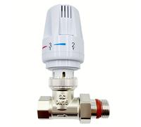 TEMU 1 Set G1/2" PN16 Valvola termostatica per radiatore in ottone nichelato qualità con testa termostatica - Funzionamento manuale, senza elettricità, valvola per radiatore