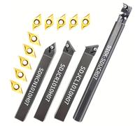 TEMU 10 lame + 4 portalame in di tungsteno con inserti DCMT070204, set per torni CNC di precisione, S10K-SDUCR07, SDJCL1010H07, SDJCR1010H07, SDNCN1010H07 - lame affilate per