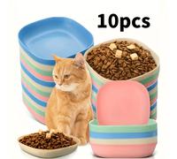TEMU 10 pezzi Ciotole per in plastica a colori casuali, Ciotole basse antiscivolo per cibo e acqua per animali domestici adatte a gattini, con le corte, furetti e randagi