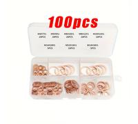 TEMU 100 Pezzi Set di Rondelle in Ottone , Guarnizione Tappo Carter Olio Anello Piatto Sigillo Spazatore per Barca Accessori Hardware Strumenti