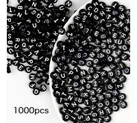 TEMU 1000pcs/500pcs 4 * 7mm perline acriliche con e lettere bianche, perline con lettere, adatte per di braccialetti di gioielli, set di perline colorate per fai da te