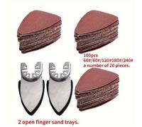 TEMU 102 pezzi di per 60/80/120/180/240 Grana, Tampone di Levigatura Triangolare per Levigatrice per Utensile Oscillante Legno/Gesso Altre Superfici Levigatura