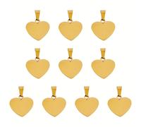TEMU 10pcs Pendenti in Acciaio Inossidabile 304, Etichette Grezze per Stampa, Taglio Laser, Cuore, , 16x17x1.2mm, per ID Animali, Portachiavi, Materiali per Incisione e Branding