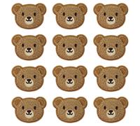 TEMU 12 Pezzi Patch Ricamato Testa di Orso, Patch Ricamato per Cappello Lavorato a Maglia, Decorazioni Autoadesive per Abbigliamento