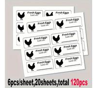 TEMU 120 Etichette Autoadesive per Cartone di Uova - Stickers con Data " " e Contenuto, Stile a , Materiale Carta, Ideali per la Conservazione delle Uova di Fattoria