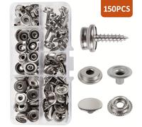 TEMU 150 Pezzi Kit di Chiusure in Acciaio Inossidabile Anticorrosione, 0.58 Pollici per Coperture Barche, Tessuti e Progetti Fai da Te con Pelle - Grado