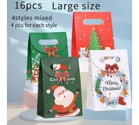 TEMU 16 pezzi di borse pieghevoli a tema natalizio con ribaltabile, disponibili in due misure, ideali per feste di Natale, compleanni, party all', riunioni , regali, souvenir e anniversari