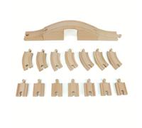 TEMU 17 Pezzi di per Binari in Legno - Ponte, Curve e Diritti - Può Sotto - Compatibile con la Maggior Parte dei Marchi Principali