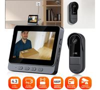 TEMU 1pc Videocitofono con IPS da 4.3 Pollici, Kit Videocamera di Wireless 480P con Visione Notturna Infrarossi, Interfono Bidirezionale, per Villa Appartamento