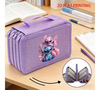 TEMU 1pz Astuccio Ufficiale Disney Stitch - Portatile a 4 Scomparti per , a Tema Stitch per Matite, , Mine Colorate - per, 2D Piatto