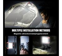 TEMU 1pz Lampada Ricaricabile con Morsetto, LED COB Magnetica a 3 Modalità Luce, Rotazione 270° e 180°, Luci d'Emergenza per Esterno, per BBQ, , e Riparazioni Auto
