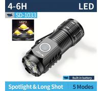 TEMU 1pz Torcia Ricaricabile Smiling Shark SD1033, 3*LED Mini Torcia, Design Portatile con Clip in ABS, 5 Modalità per Escursioni, all', Campeggio ed Emergenze