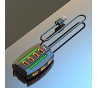 TEMU 1pz USB 2.0 ad velocità porte con luci RGB, splitter multi-dispositivo e trasmissione , plug and play, tensione di lavoro massima 36V, per accessori per computer