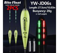 TEMU 2-Pack Galleggiante Elettronico Intelligente per Pesca Notturna con Allarme Morso, e Fluorescente, Galleggiabilità 5g-20g, Kit per Pesca alla Carpa con Batteria CR425