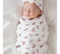TEMU 2 pezzi Coperta per neonato per , set fascia e cappello per neonato, adatta come coperta di per neonati e neonate, fascia neutra per neonati, morbida e delicata 32 X 32 pollici (Serie ) HD15