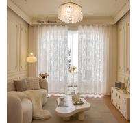 TEMU 2 Pezzi di Tende Semi-Trasparenti con Raffinato Motivo Jacquard, Ideali per Camera da Letto e Soggiorno, con Pre-forati Facile Installazione