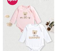 TEMU 2 pezzi e Inverno Neonata Body e Confortevole Neonate Lunga Body Orsetto Io Amo Papà Inglese Cartone Animato Stampa Regalo per Neonate, per Esterno