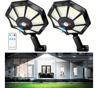 TEMU 2 Pezzi Luci Solari da Esterno con di e Telecomando, 168 LED Luci Solari da Giardino Modalità di Illuminazione, Proiettore a 360° ad , per Commerciali, Garage, Cortili, e Porte d', Emergenza