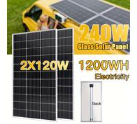 TEMU 2 Pezzi Pannello Solare in Vetro 120W 21.5V Fotovoltaico 21.5 Volt Efficienza Solari Monocristalline Ricarica 12V/24V per Sistemi Off-Grid RV Balcone Barca Campeggio