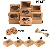 TEMU 20 Scatole per con Etichette Regalo "Grazie", 20 Pezzi Scatoline 9,84 x 6,99 x 3 cm + 20 Etichette Cordicelle di Iuta, Confezione Mini per Saponi , Dolci e Biscotti
