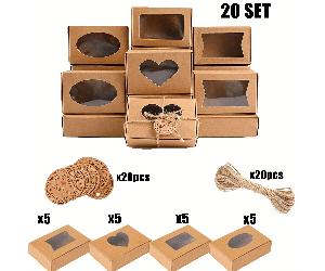 TEMU 20 Scatole per con Etichette Regalo "Grazie", 20 Pezzi Scatoline 9,84 x 6,99 x 3 cm + 20 Etichette Cordicelle di Iuta, Confezione Mini per Saponi , Dolci e Biscotti